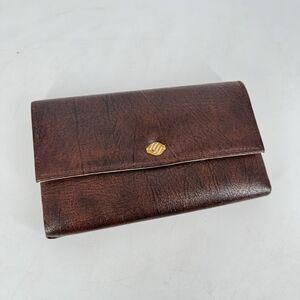 Vintage Mansi Handmade Leather Clutch Wallet Brown Artisan Mexico Guatemala 8”